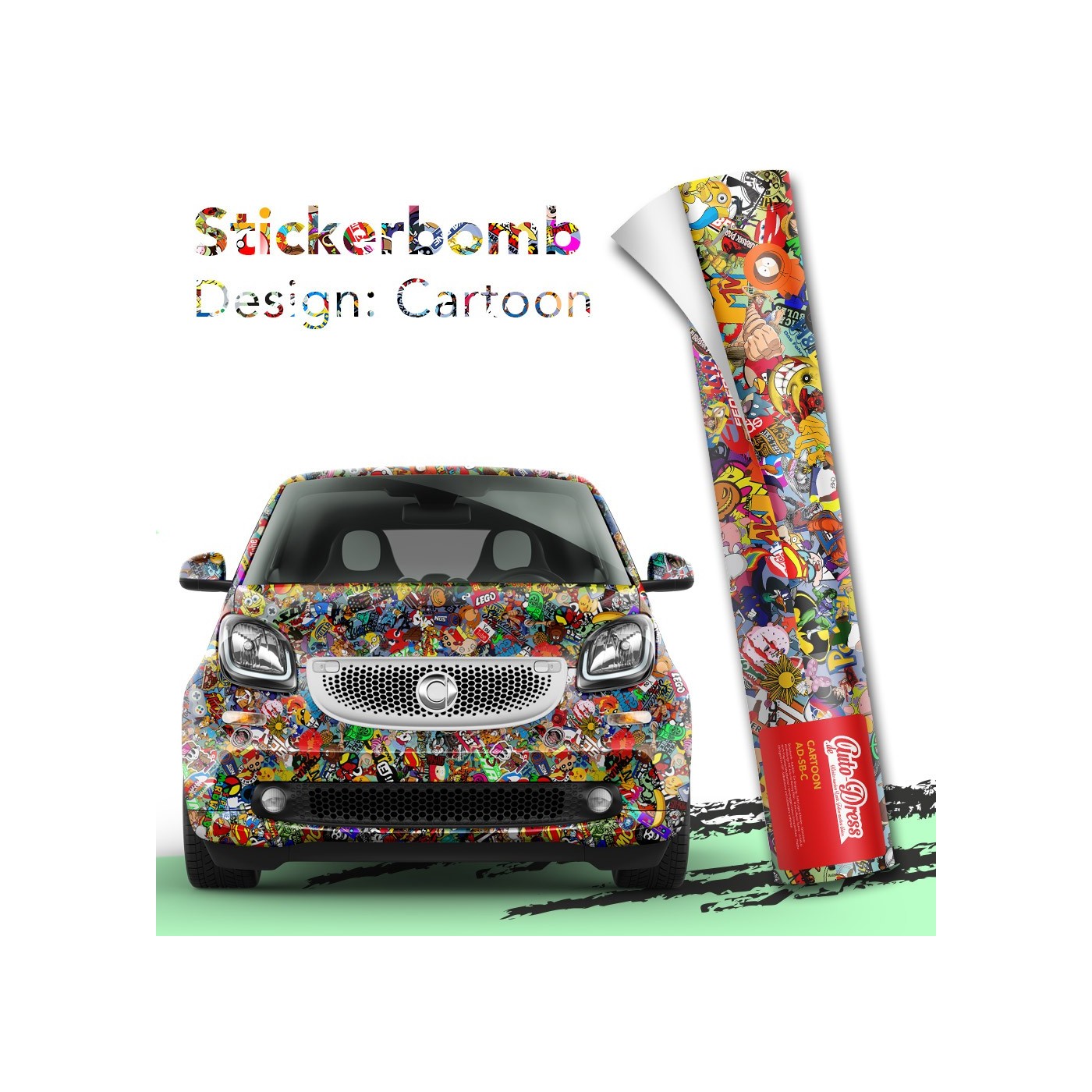 Sticker-Bomb Auto-Folie fürs Car-Wrapping mit Luftkanälen,Logos & Marken Cartoon