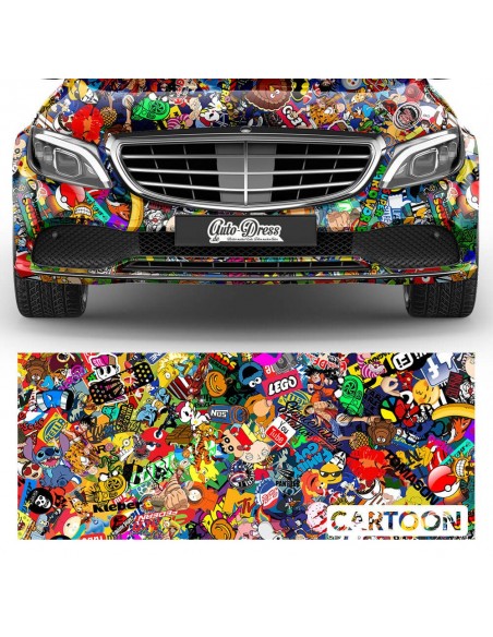 Sticker-Bomb Auto-Folie fürs Car-Wrapping mit Luftkanälen,Logos & Marken Cartoon